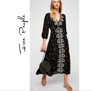 Free People Embroidered Fable Midi Dress